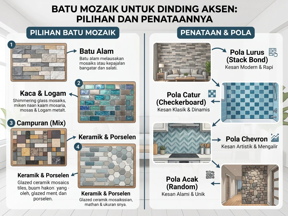 Batu Mozaik untuk Dinding Aksen: Pilihan dan Penataannya