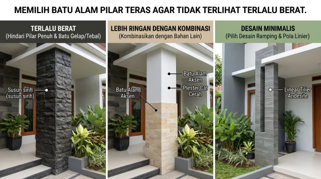 Memilih Batu Alam untuk Pilar Teras agar Tidak Terlihat Terlalu Berat