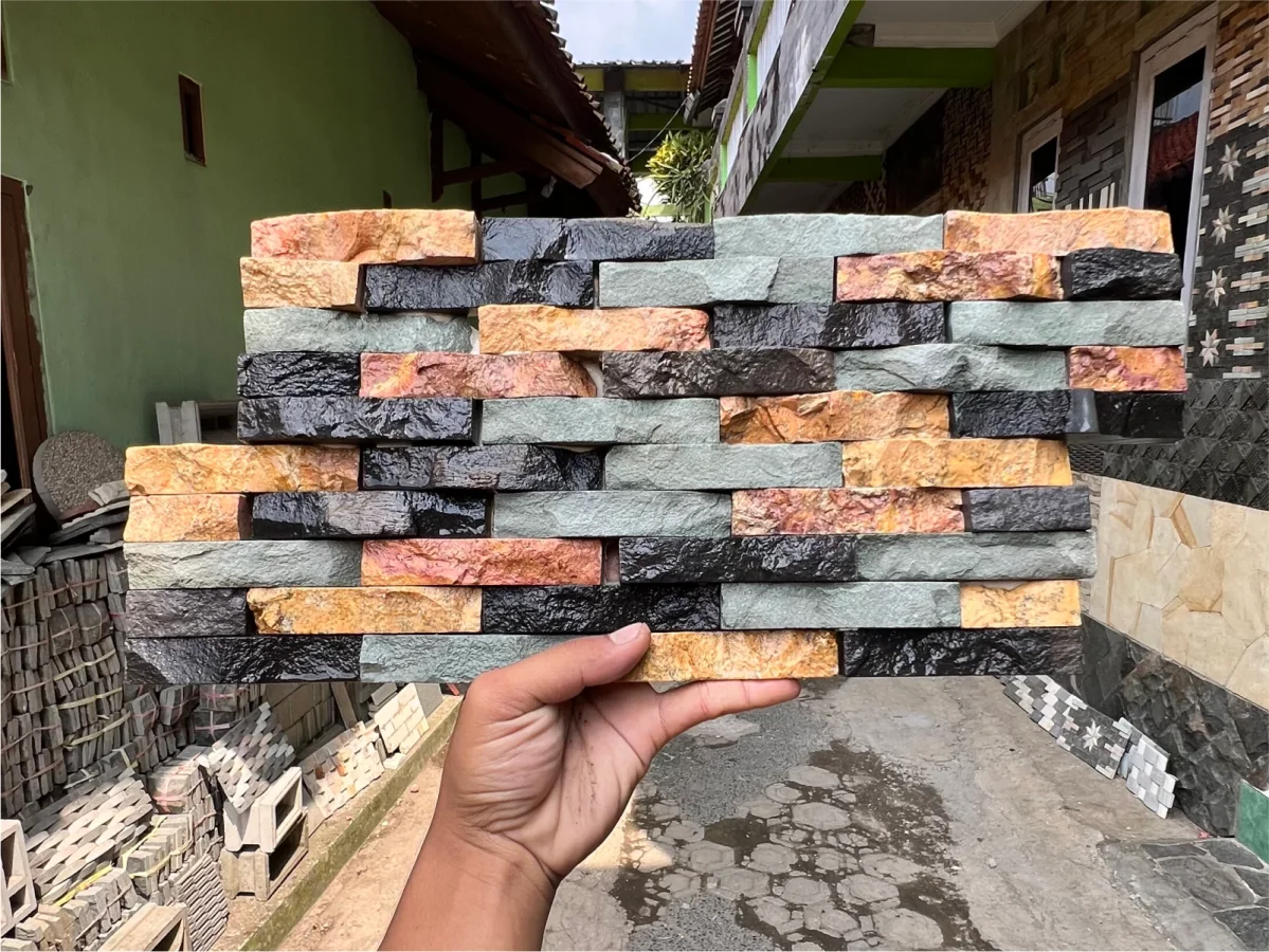 Wall Cladding Batu Alam Susun Sirih Mix Multicolor